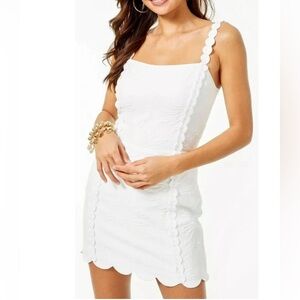 Lilly Pulitzer Jesse white Palm Paradise Pucker Jaquard short dress romper